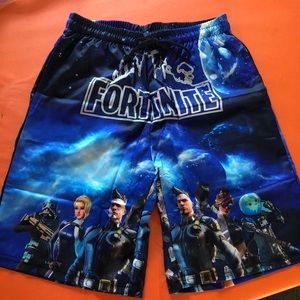 Epic Games FORTNITE boys lined swim trunks-navy & blue with game characters